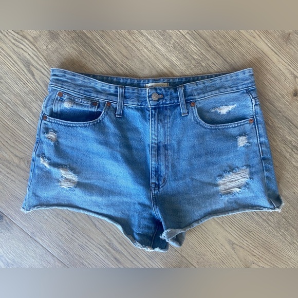 Madewell Relaxed Denim Jean Shorts Distressed Raw Hem ND697 Women’s Size 30 - Picture 2 of 9